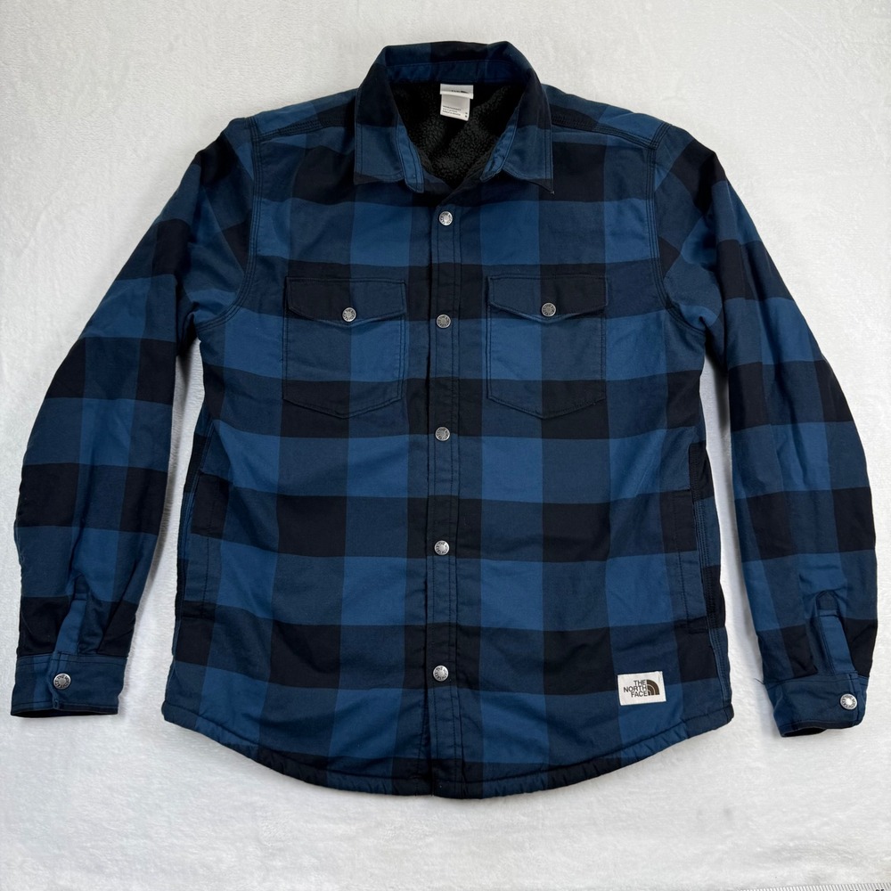 The North Face Campfire shirt Jacket Shacket Buffalo Plaid Sherpa Flannel M